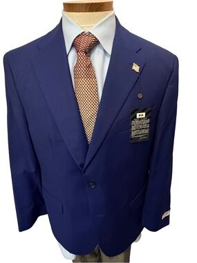 New Joseph Abboud 44S Blue Nailhead Super 100s Wool Sport Coat Blazer